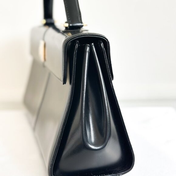 Vintage YSL Yves Saint Laurent Black Box Leather Top Handle Bag - Picture 6 of 16